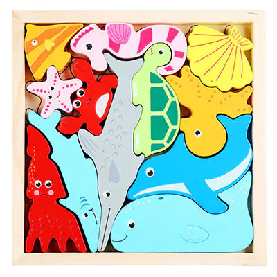 3D Cartoon Animal Wooden Puzzle for Early Learning
