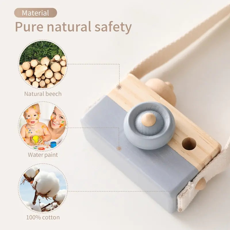 Montessori Wooden Baby Toy Fashion Camera Pendant