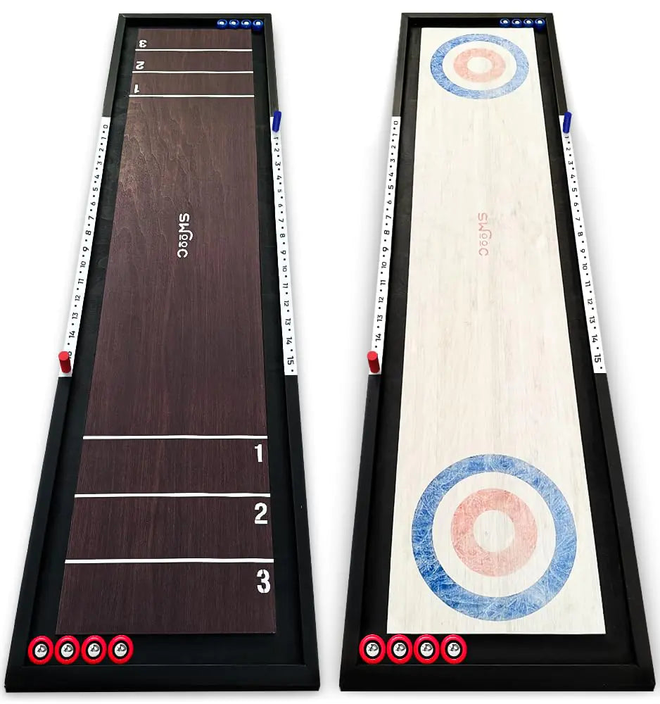 SWOOC 2-in-1 shuffleboard curling solid wood tabletop game
