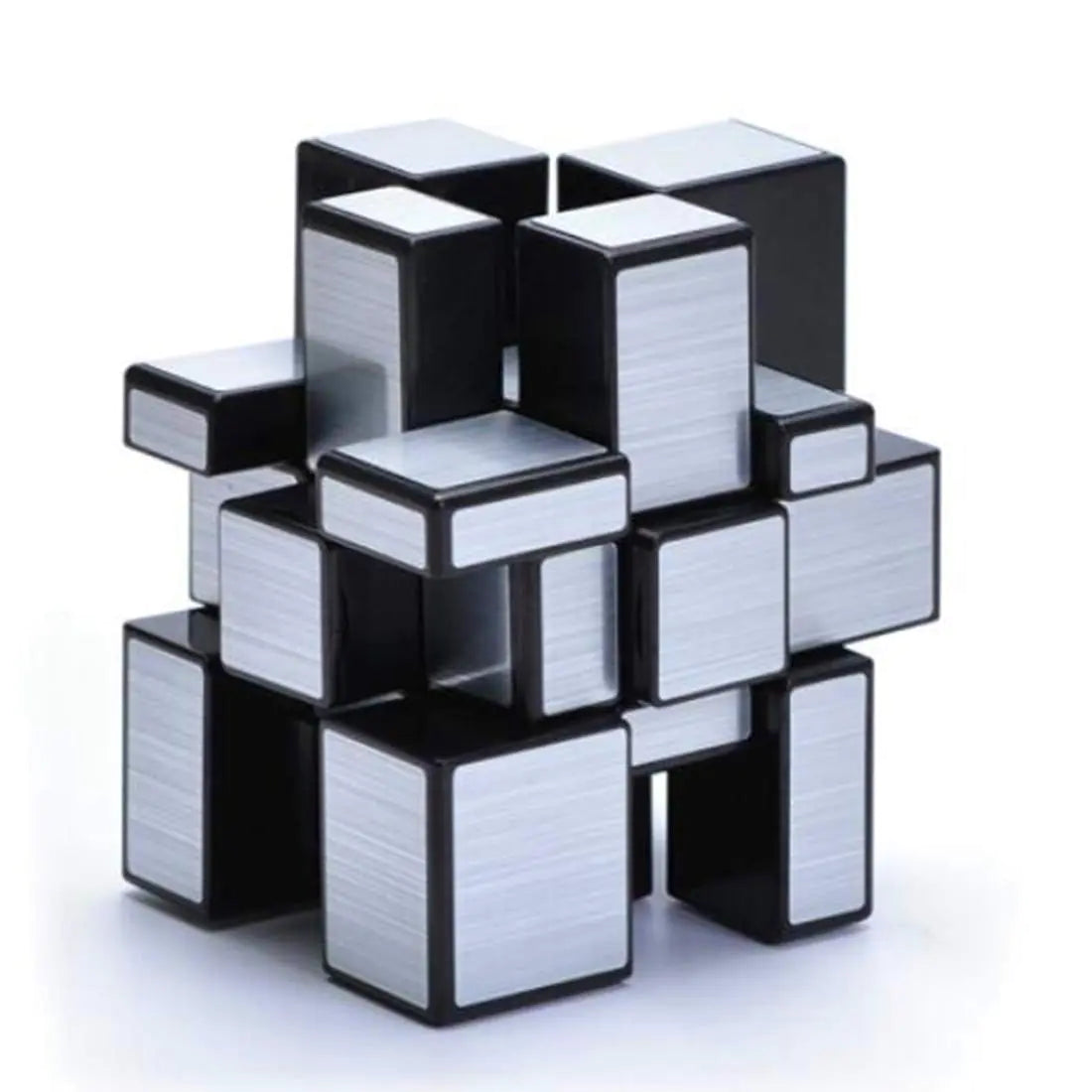 3x3x3 Silver Mirror Cube – Black Base | Shape-Mod Speed Puzzle | Shiny Mirror Blocks Magic Cube