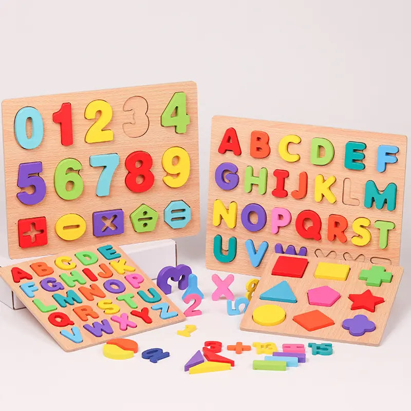 Montessori Wooden Alphabet and Number Puzzle Game