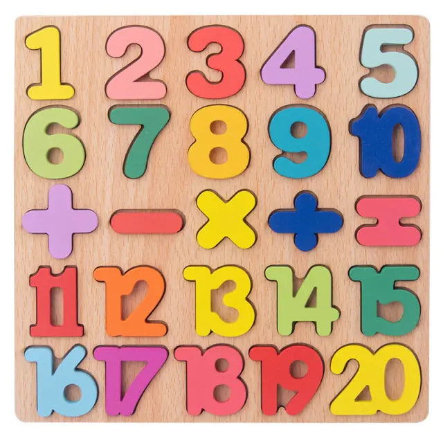 Montessori Wooden Alphabet and Number Puzzle Game