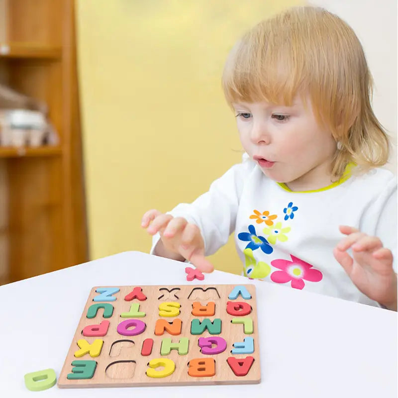 Montessori Wooden Alphabet and Number Puzzle Game