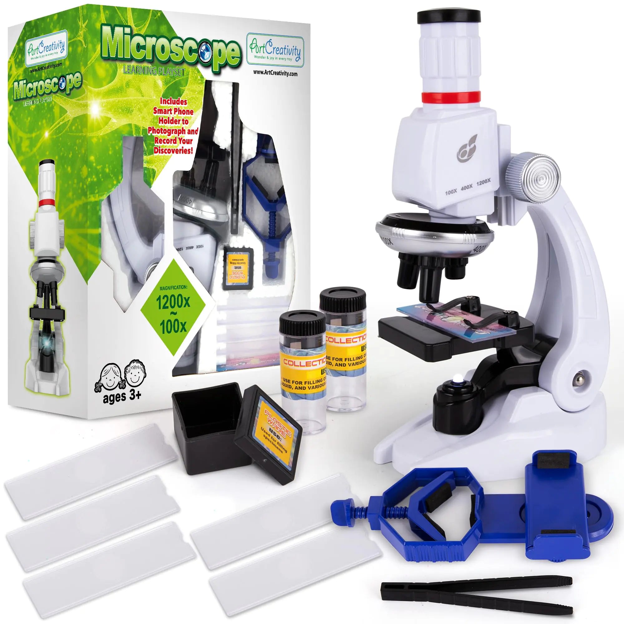 KidsScope Discovery Pro (120X-1200X) - Complete Science Kit with Smartphone Adapter