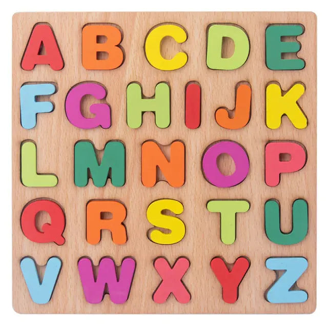 Montessori Wooden Alphabet and Number Puzzle Game