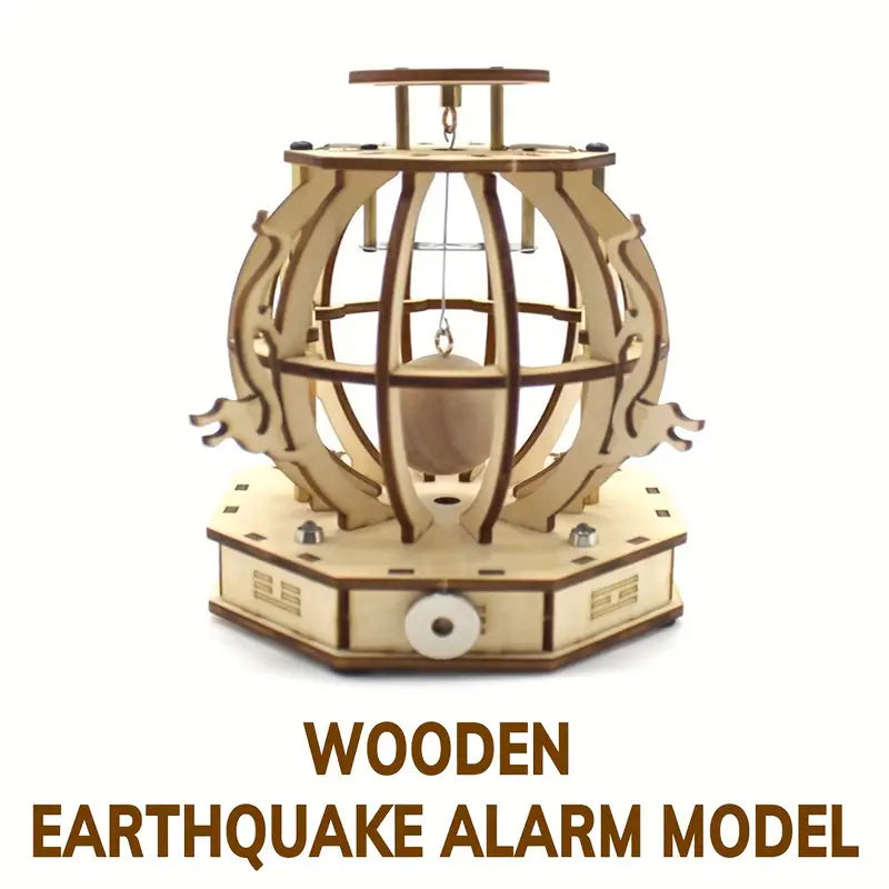 Wooden Earthquake Alarm Model Puzzle DIY Science Toy