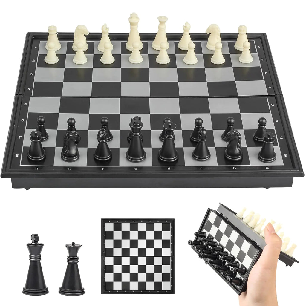 Mini Travel Chess Set Magnetic Vikutu – 5.9 Inch Portable Folding Chess Board | Small X-Small Magnetic Chess Set for Travel & On-the-Go