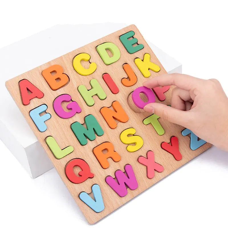 Montessori Wooden Alphabet and Number Puzzle Game
