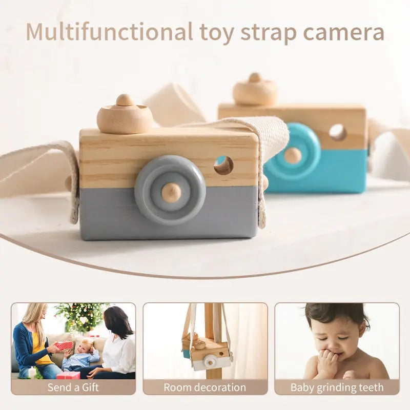 Montessori Wooden Baby Toy Fashion Camera Pendant