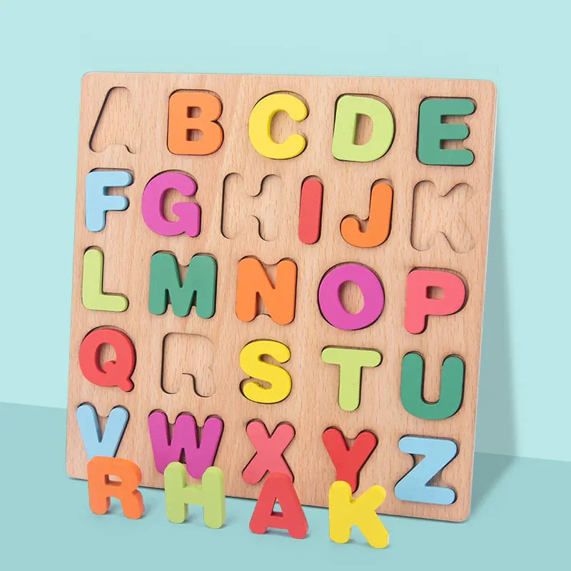 Montessori Wooden Alphabet and Number Puzzle Game