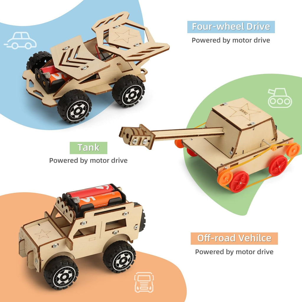 STEM Builder Kits for Boys 7-13: Wood Model Cars and More