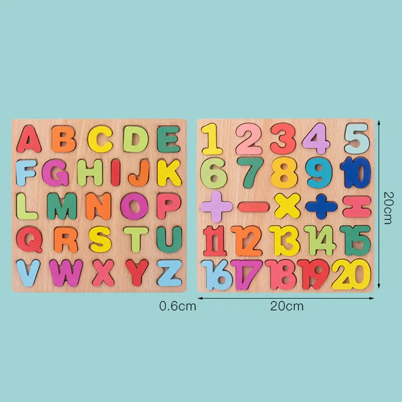 Montessori Wooden Alphabet and Number Puzzle Game