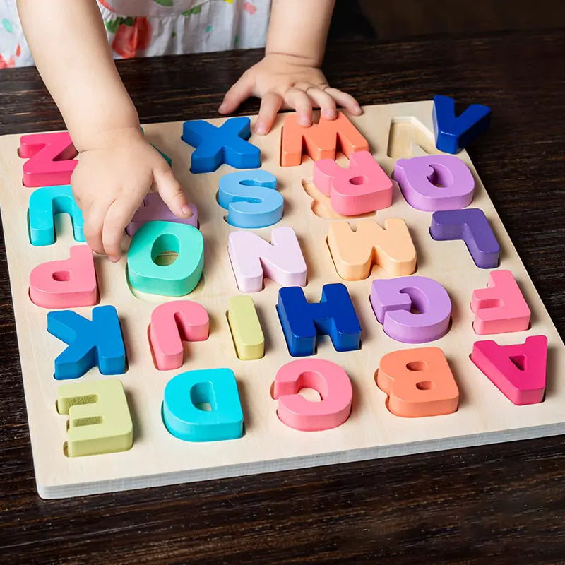 Montessori Wooden Alphabet and Number Puzzle Game